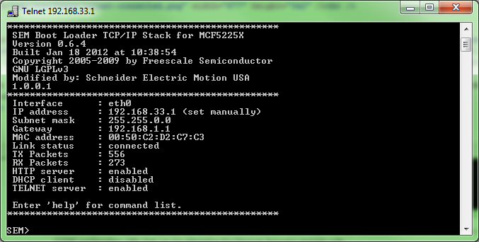 Novanta IMS Ethernet TCP/IP information