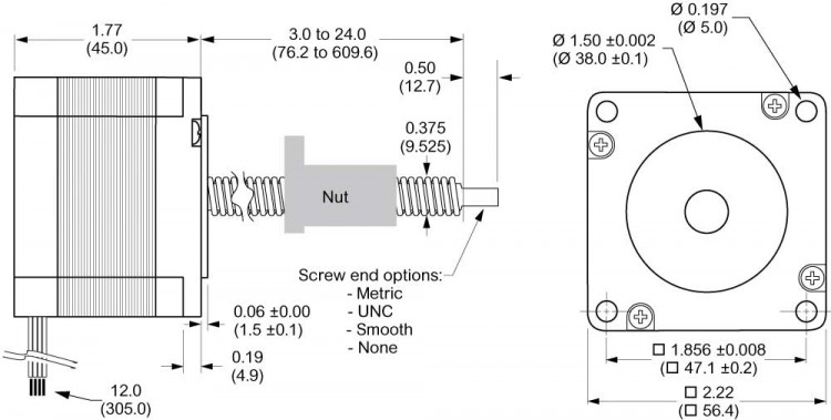 LM23 NEMA 23 3.0 A 1.8° External Linear Stepper Motor - Novanta IMS